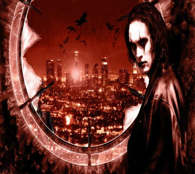 The Crow: A Haunting Figure Overlooks a Dark Cityscape