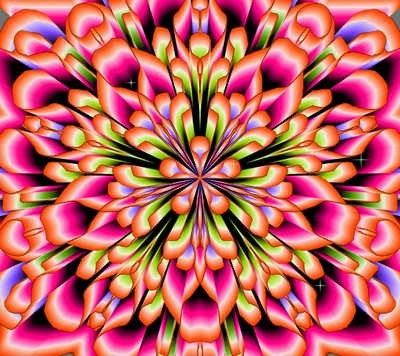 Mandala abstrata vibrante com padrões florais franzidos