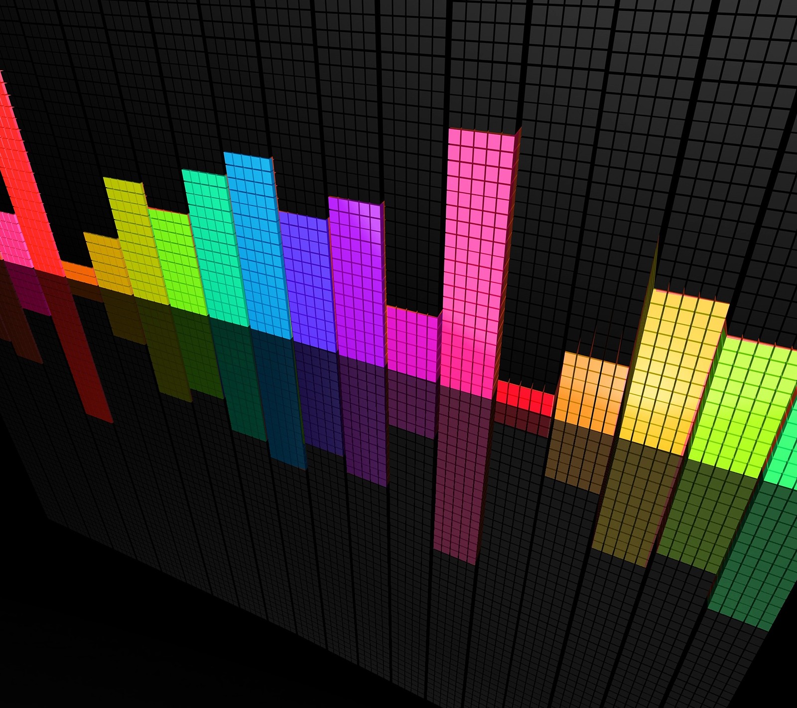 Eine nahaufnahme von bunten gleichheitszeichen (3d, abstrakt, kiste, würfel, equalizer)