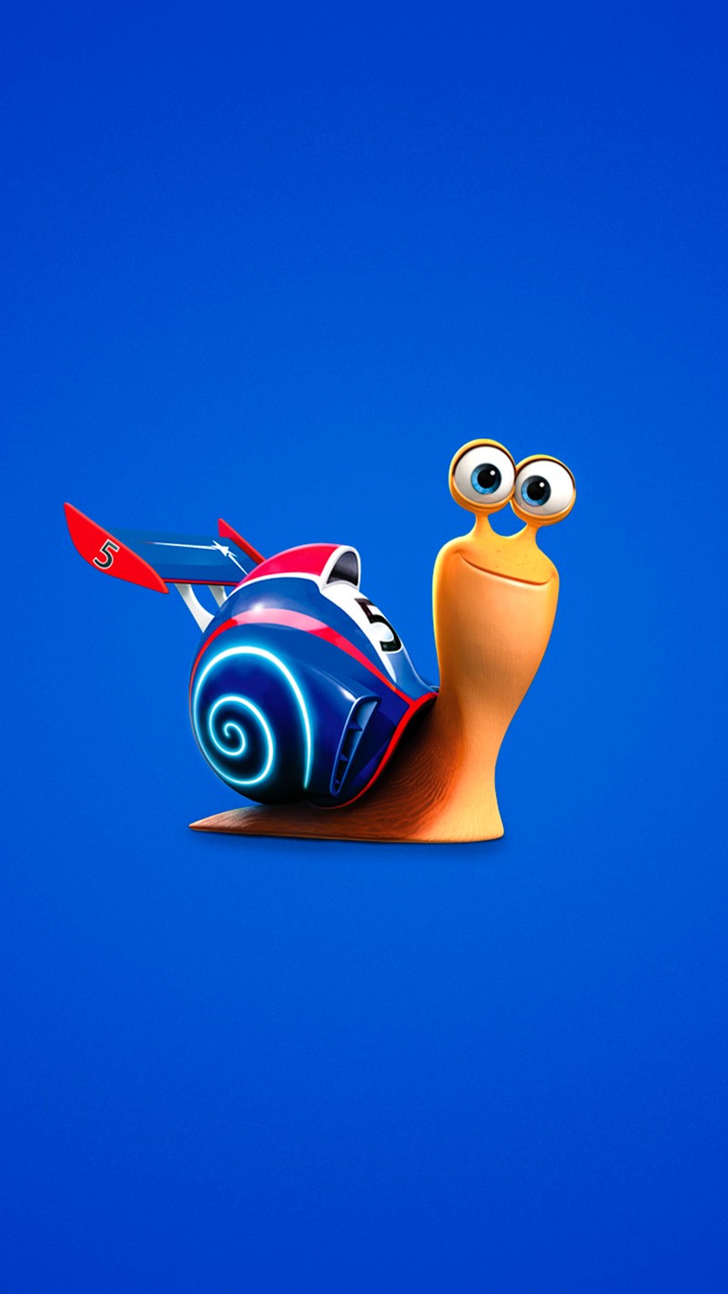 Há um caracol com uma concha azul e uma cauda vermelha (azul, filme, turbo)