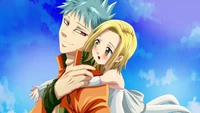 Elaine and Ban from "The Seven Deadly Sins" in a heartfelt moment.