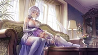 anime mädchen, azur lane, videospiel, illustrious, einhorn