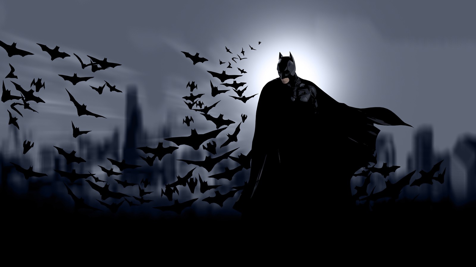 batman, darkness, wing, illustration, black and white wallpaper