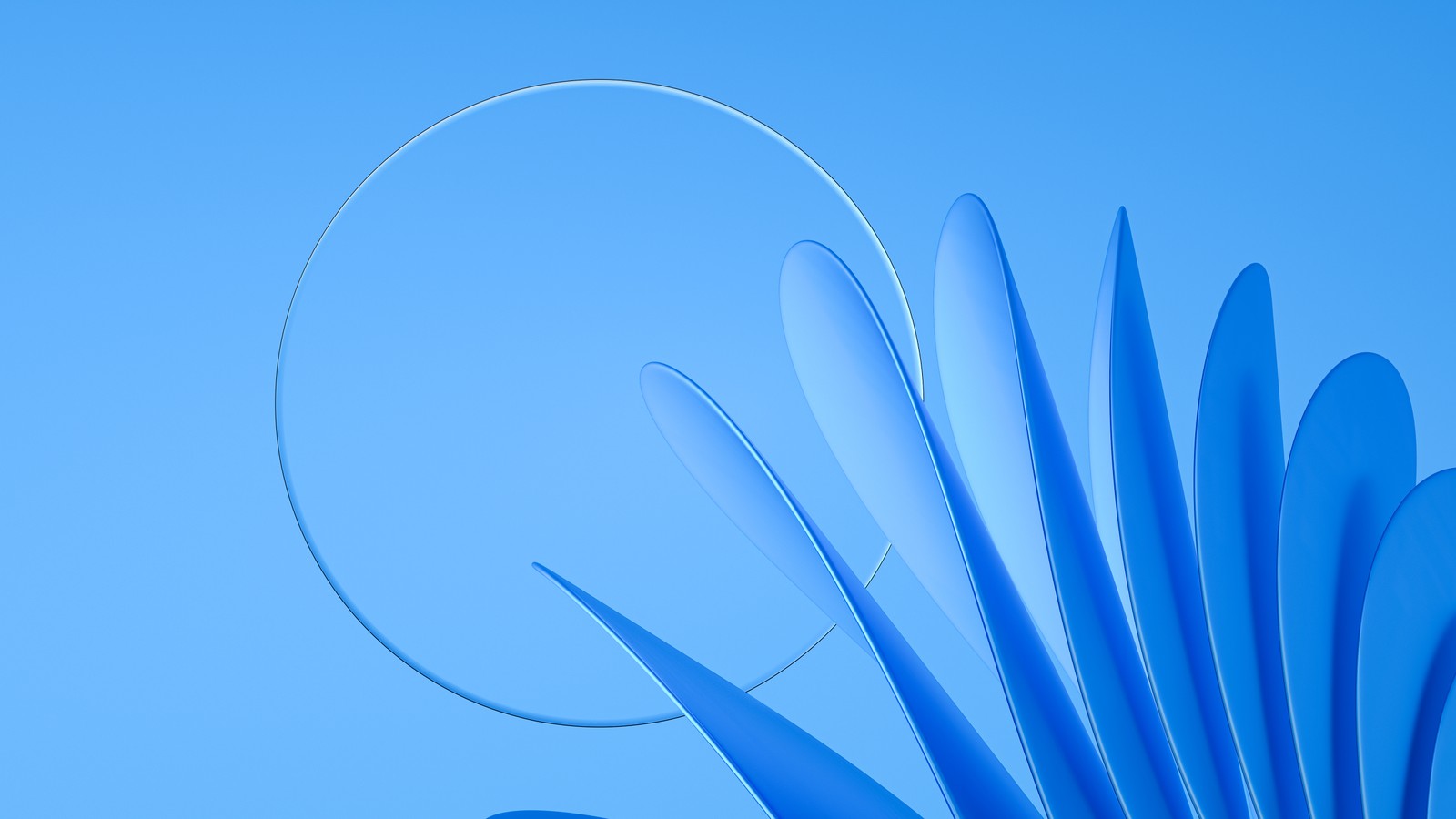 A close up of a blue flower with a circular object in the background (glass, blue background, abstract background, surreal, 5k)