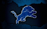 Detroit Lions Logo on Blue Honeycomb Background - NFL Team Wallpaper