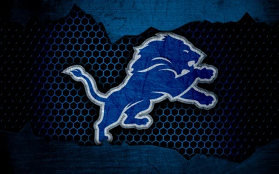 Detroit Lions-Logo auf blauem Wabenhintergrund - NFL-Team-Hintergrundbild