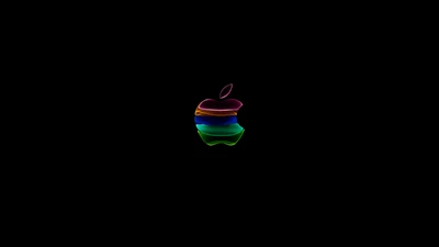 Logo abstrait d'Apple en couleurs vives sur fond noir