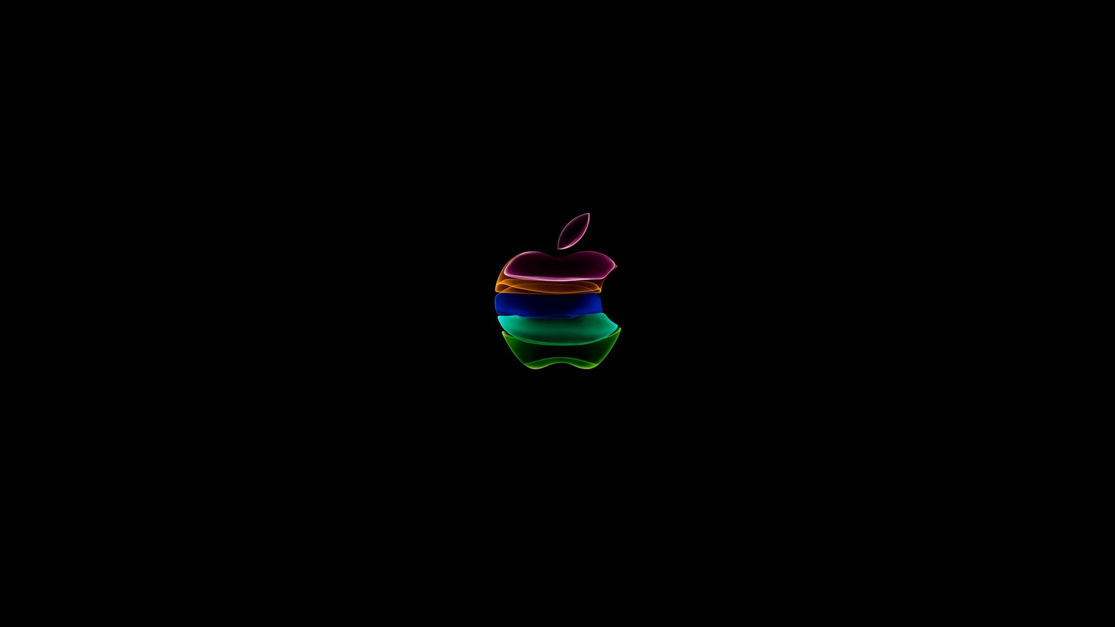 На черном фоне маленький логотип apple (iphone 11, яблоко, логотип, чёрный, абстракция)