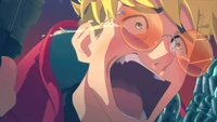 Vash the Stampede in a dynamic CGI scene from Trigun Stampede, expressing intense emotion.