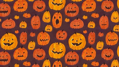 Праздничный Halloween узор с тыквами