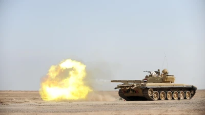 tanque, militar, poeira, atmosfera da terra, iraque