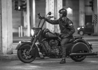 Vintage Black Motorcycle Cruiser in Monochrome Setting