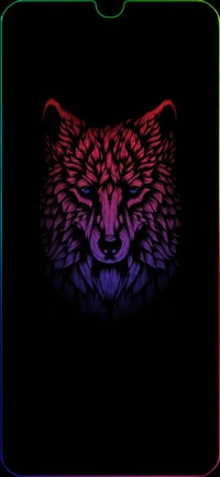 Design de loup AMOLED vibrant sur fond sombre