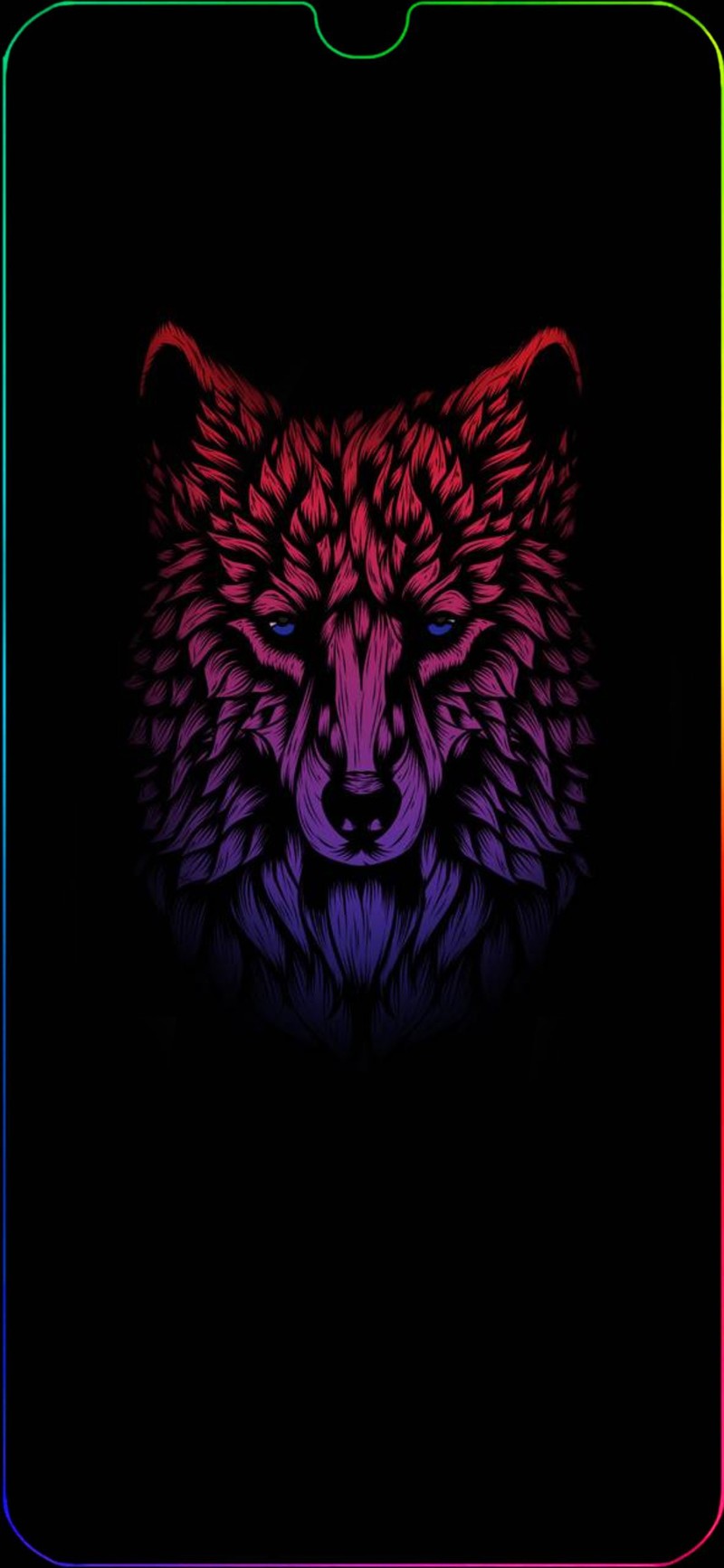 Близкий план телефона с цветным волком на нем (amoled wolf, рама)