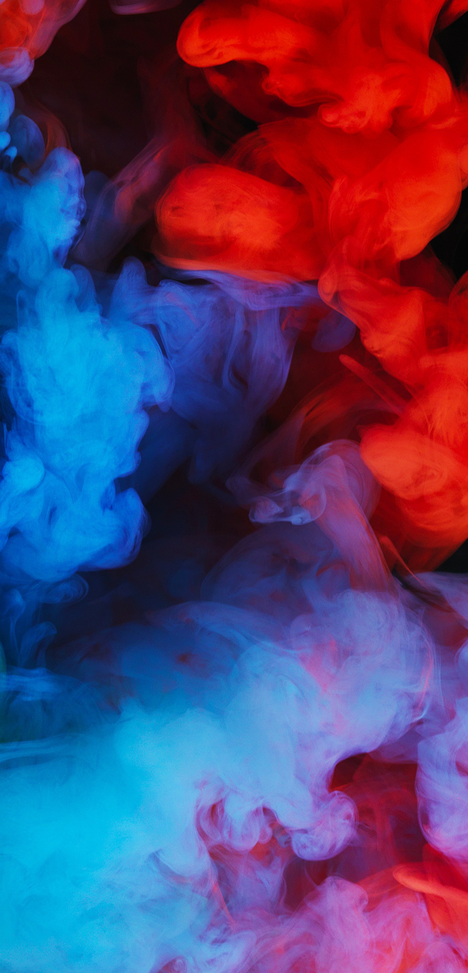 A close up of a red and blue smoke cloud (xiaomi poco f1, pink, smoke, hd, cool)