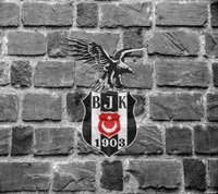 Besiktas-Logo mit Adler an einer Ziegelwand