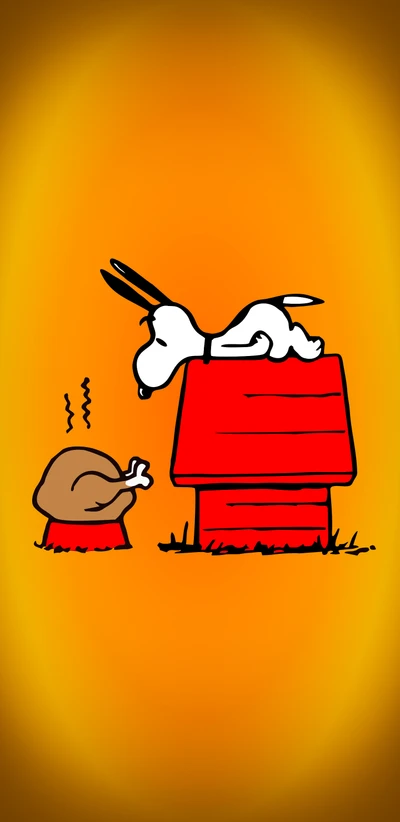 Snoopy's Thanksgiving Surprise: A Turkey on the Doghouse