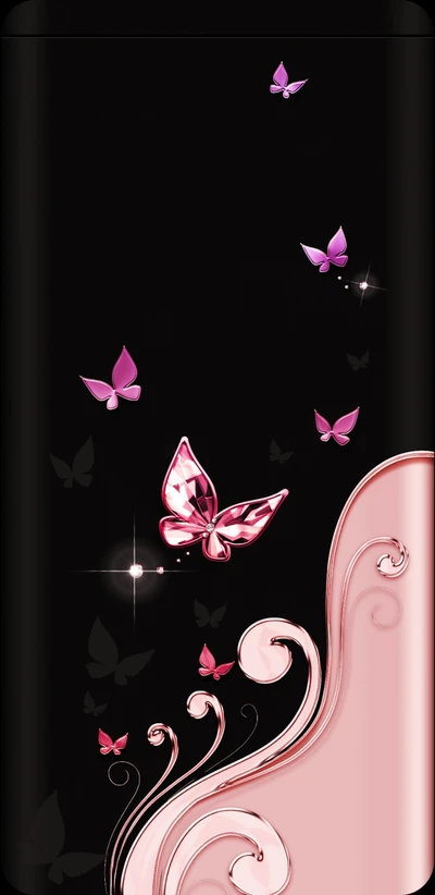 hermoso, mariposas, mariposa, femenino, rosa