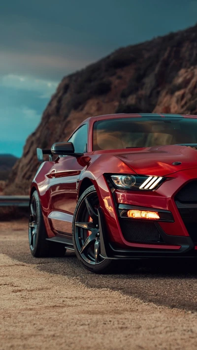 Impactante Mustang rojo: Una fusión de poder y elegancia