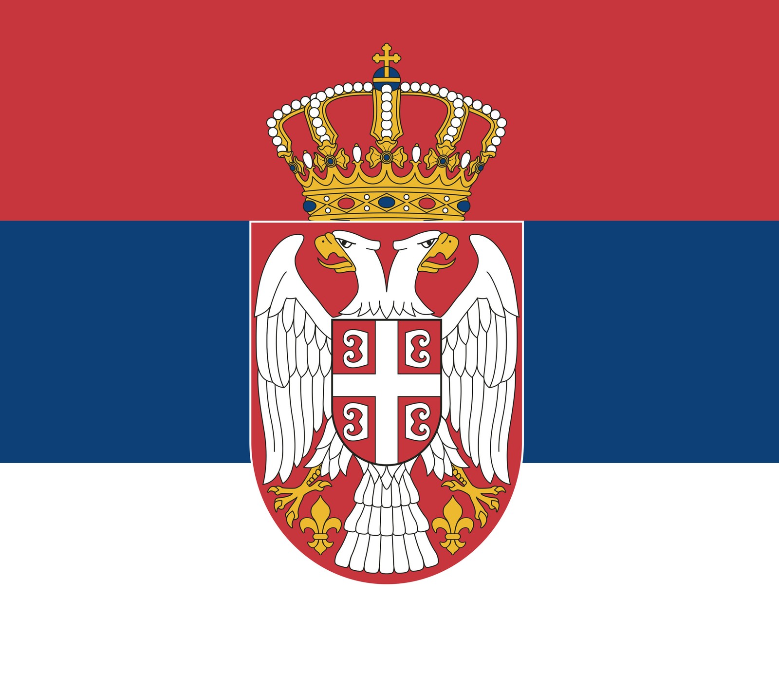 Un drapeau de serbie avec une couronne et un aigle à deux têtes (belgrade, bosna, rouge, partisan, partizan)