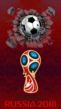 FIFA World Cup 2018: Iconic Emblem and Soccer Ball Breaking Through Wall