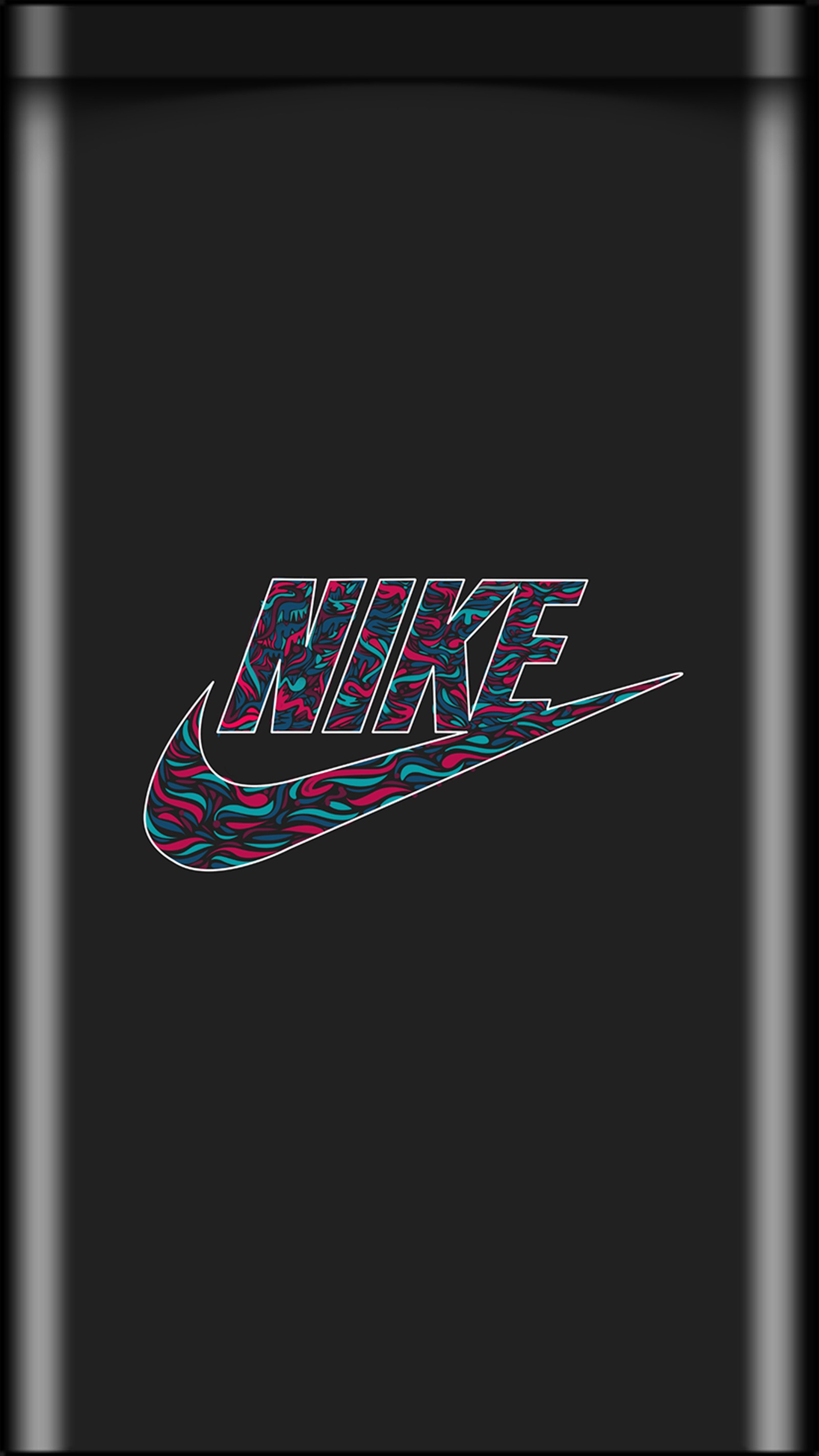 Un primer plano de un fondo negro con un logo de nike colorido (ahoodie, drake, kanye, logotipo, nike)