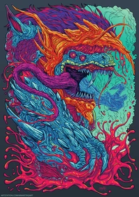 Vibrant Hyper Beast Rising from Churning Waves