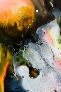 Abstract Fluid Composition in Vibrant Acrylics