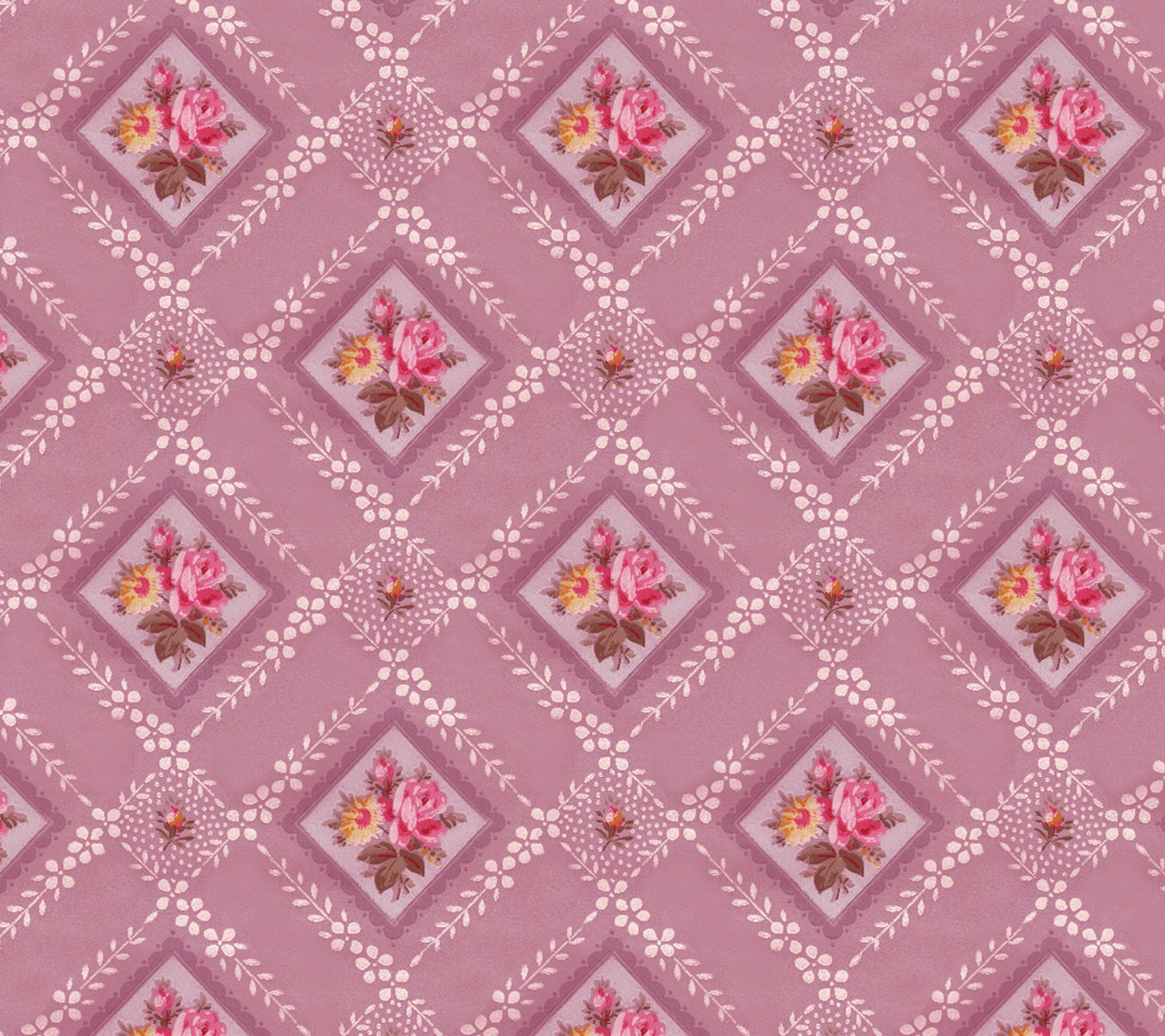 A close up of a pink and white floral pattern on a purple background (abstract, background, pink vintage floral)