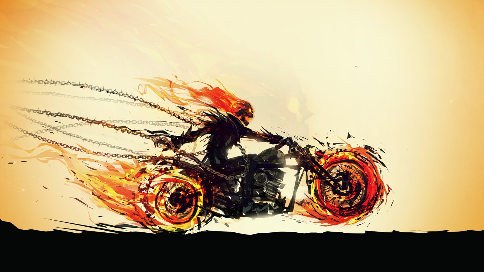 Téléchargez le fond d'écran ghost rider, moto, marvel comics, bandes dessinées