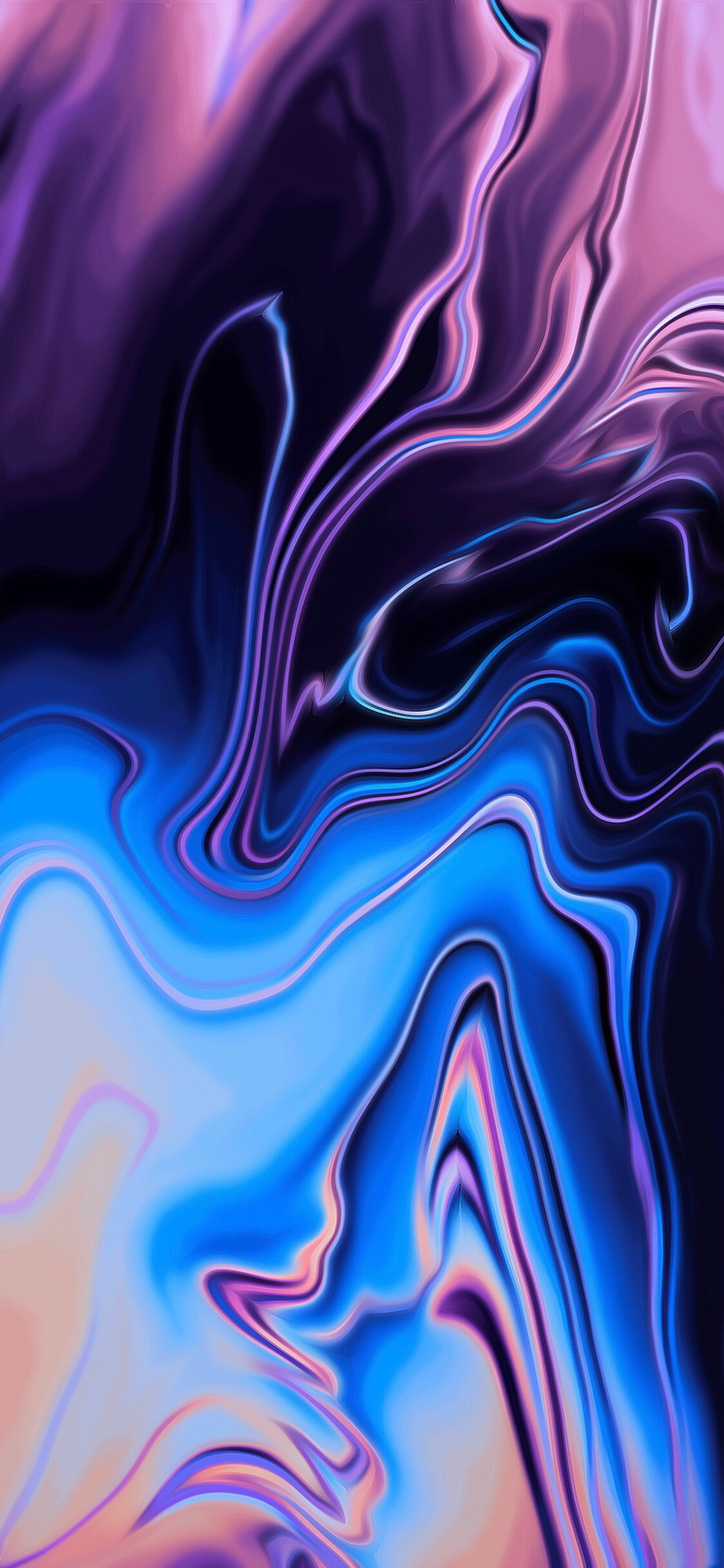 Pintura abstrata de um redemoinho azul e roxo com fundo preto (macbook pro, maçã, iphone 12, iphone, iphone x)