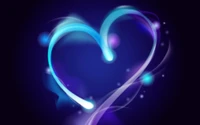 Electric Blue Heart: Abstract Neon Love in Violet Hues