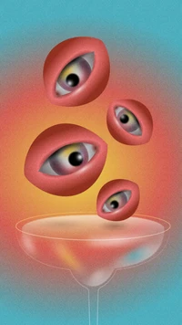 Surreal Eyes Emerging from a Vibrant Vessel