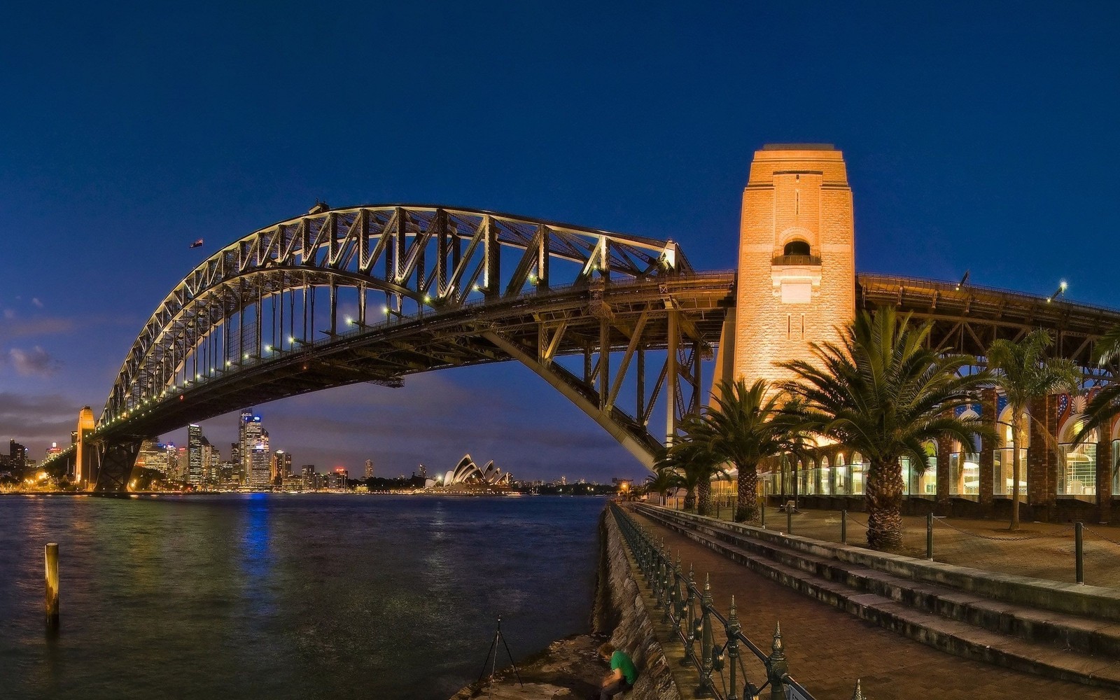 landmark, sydney harbour bridge, tourist attraction, bridge, night wallpaper