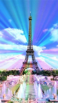 Eiffel Tower Illuminated by Radiant Sunshine in Paris