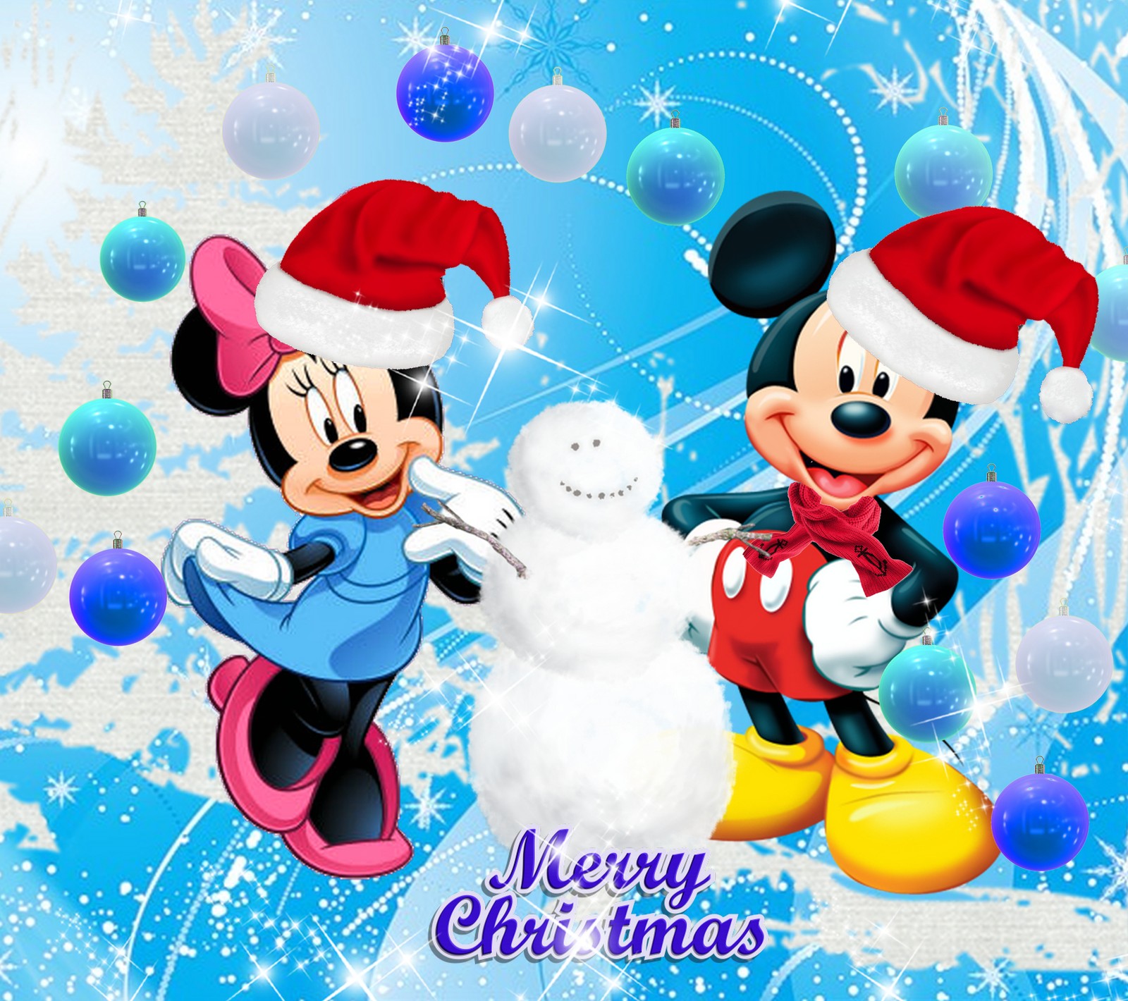 Mickey und minnie maus weihnachts-hintergrund (disney, frohe weihnachten, mickey mouse, schneemann, weihnachten)