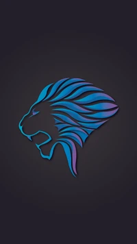 Stylized Blue Lion Illustration on Dark Background