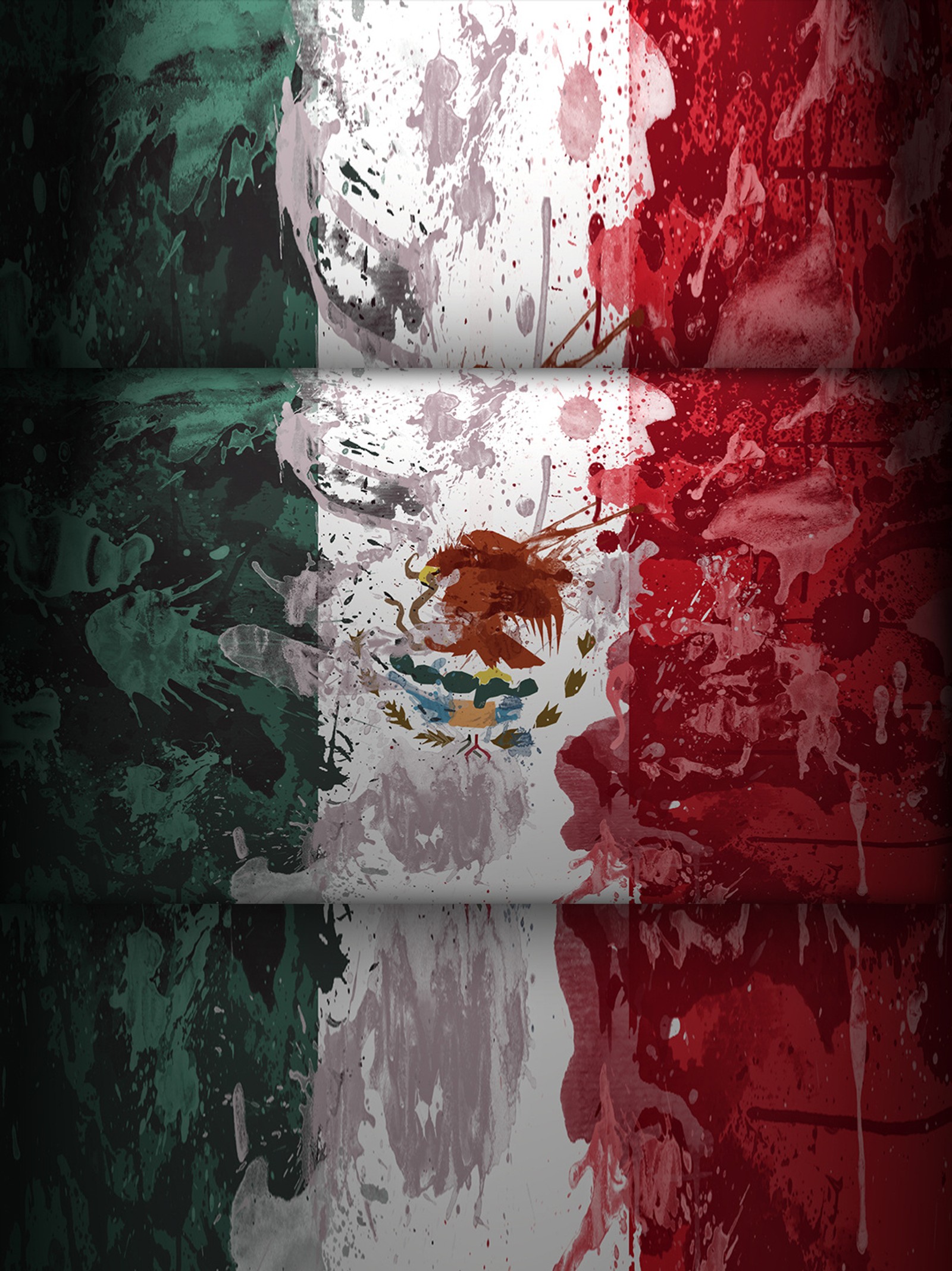 Un primer plano de una bandera mexicana con mucha pintura sobre ella (pantalla de bloqueo, amor, mexico flag, paz, español)