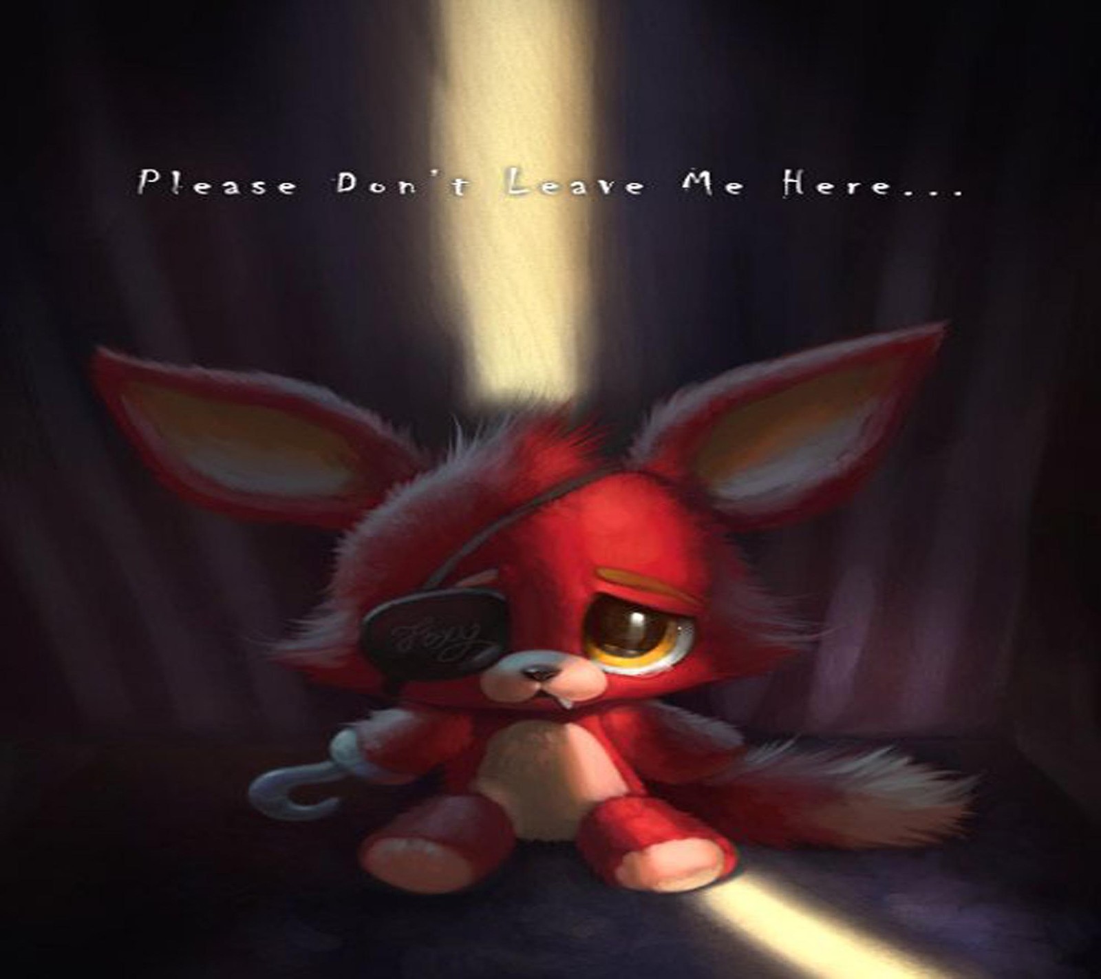 Un renard de dessin animé avec une lampe de poche éclairant son visage (mignon, cinq, fnaf, renard, freddys)