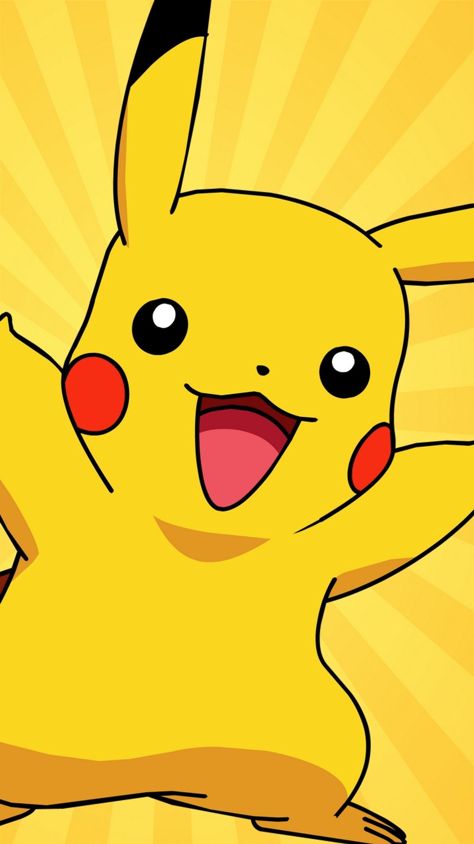 Pokemon pikachu es un personaje de dibujos animados con una gran sonrisa (fondo de pikachu, fondo de pantalla, amarillo)