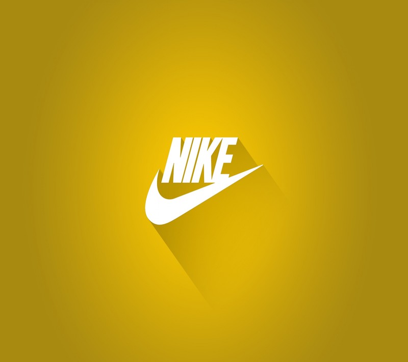 Жёлтый фон с белым логотипом nike (фон, крутой, логотип, хороший, nike)