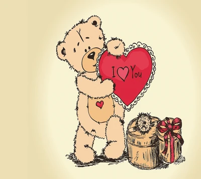 para você, presente, eu te amo, coração de amor, urso de pelúcia