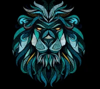 arte, leão azul, lion art