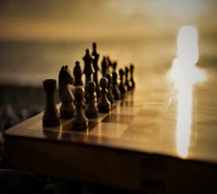 Échecs au coucher du soleil : Un jeu d'amour au bord de l'eau