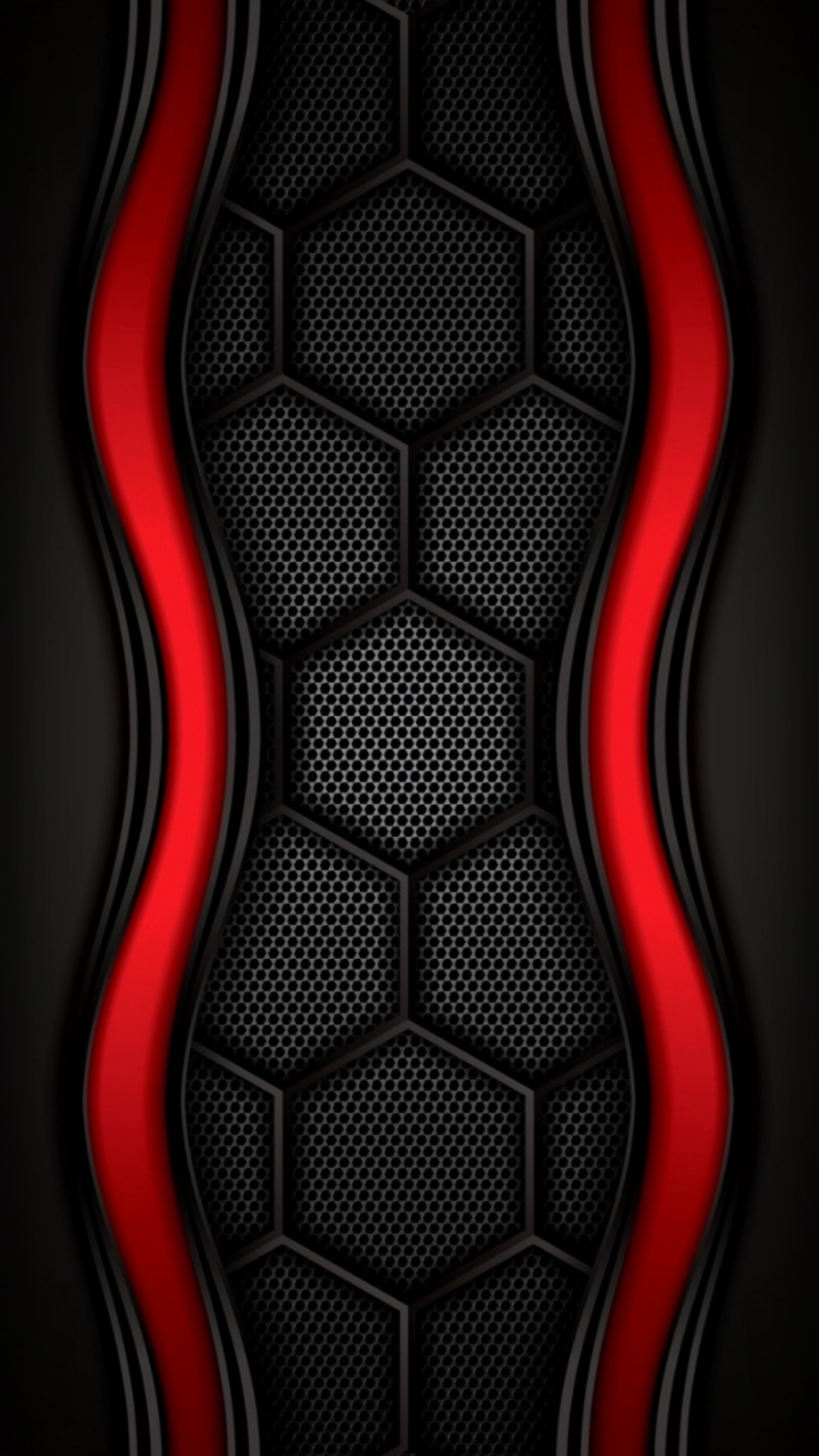 A black and red background with a metallic mesh design (black, red, 4k, hd, wallpapers)