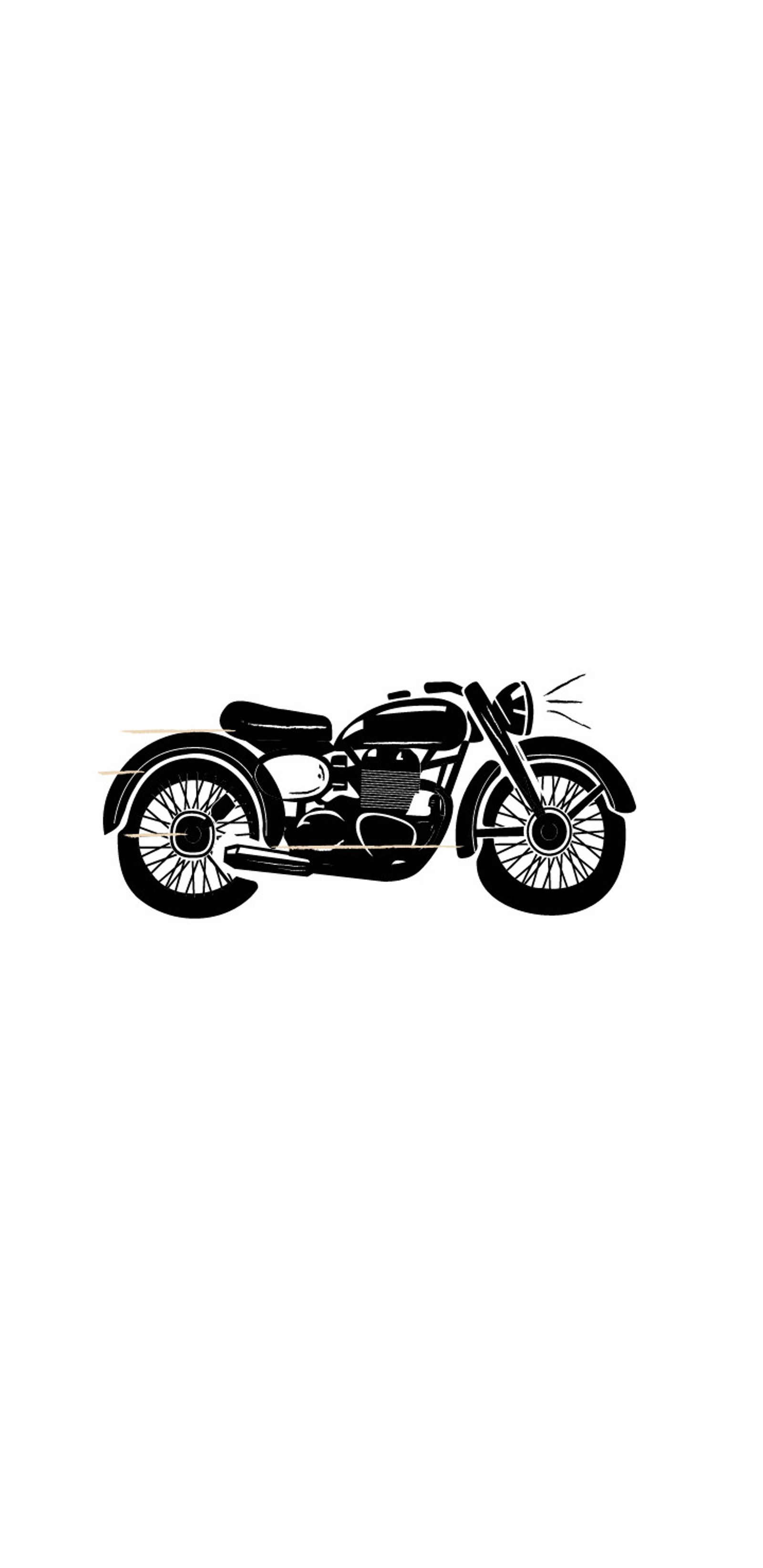 There is a black and white drawing of a motorcycle (bike, white, pure, bullet, royal enfield)