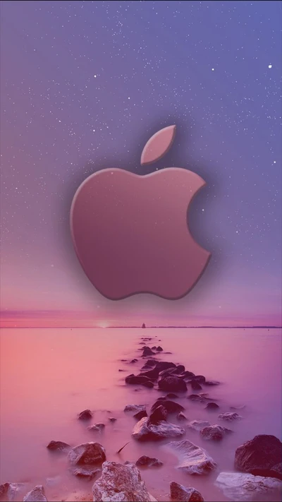 Logo Apple sur un coucher de soleil serein sur l'océan