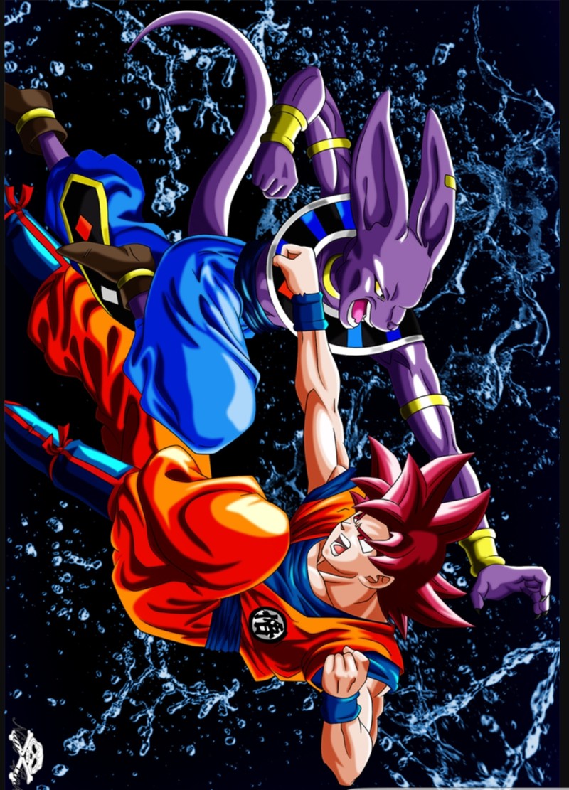 Драгонболл, гоку и гохан сражаются в воде (dbs, goku)