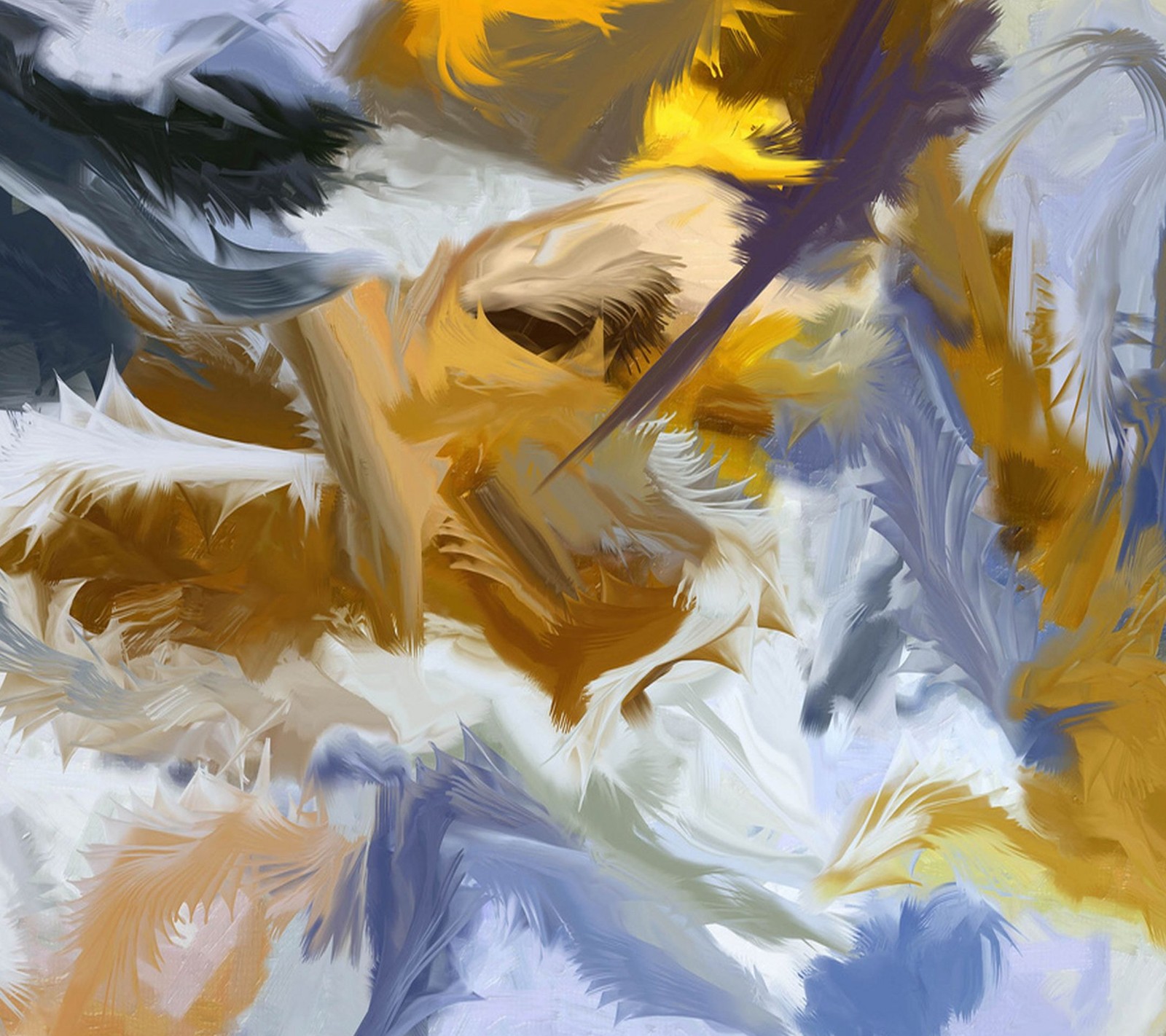 Painting of a dog with a yellow collar and a blue collar (abstract, color, colour, gs5, htc)