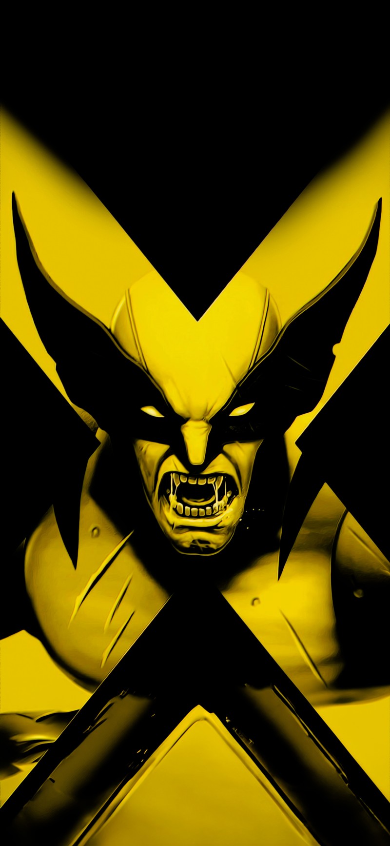 Póster de wolverine con fondo amarillo y negro (wolverine, tableta, cabeza, negro, caricatura)